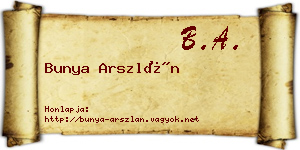 Bunya Arszlán névjegykártya